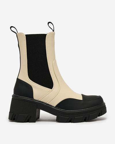 Royalfashion Dámské matné béžové kozačky Bevta na plochém podpatku