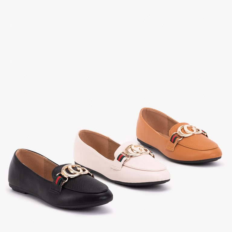 Černé dámské mokasíny s ornamenty na špičce Meneris - Obuv