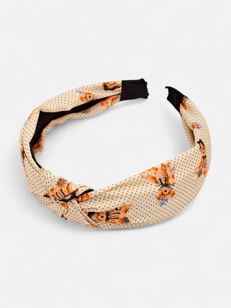Royalfashion Čelenka do vlasů s copánkovým vzorem s puntíky a medvídky