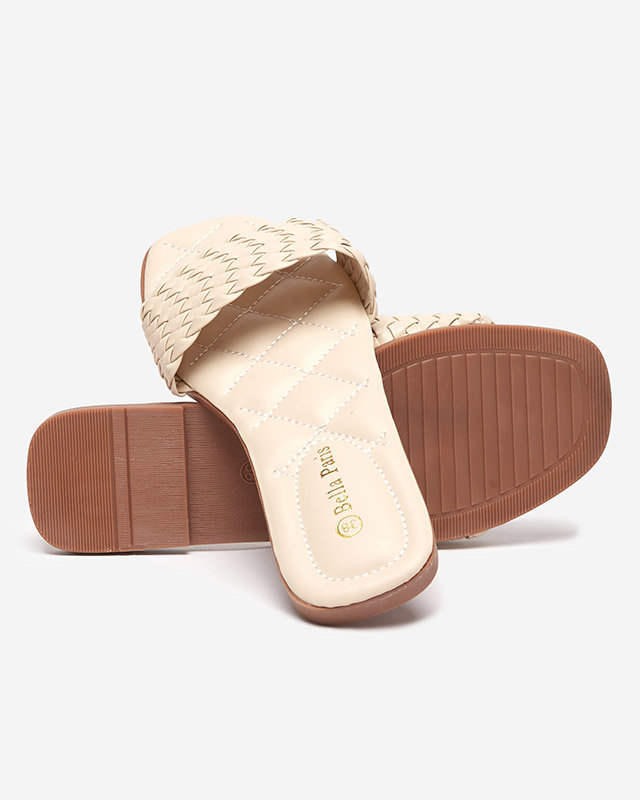 Dámské béžové pantofle s copánkovým pruhem Cocota - Obuv