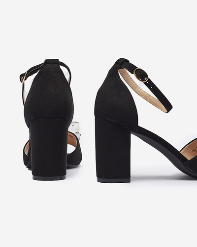 Dámské sandály na šněrování s ozdobnými krystaly v černé barvě Berlogo- Obuv