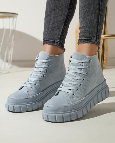 Světle modré dámské šněrovací sportovní boty a'la sneakers Netara - Obuv