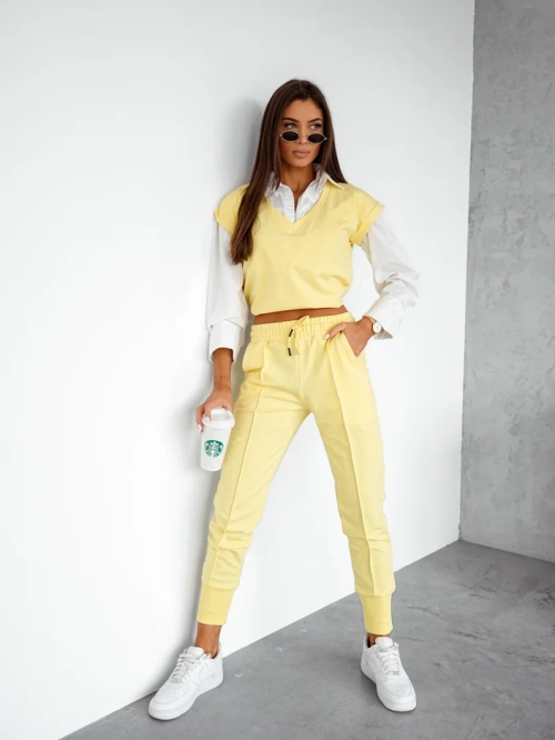 Royalfashion Жіночий повсякденний комплект з бавовни з короткими рукавами