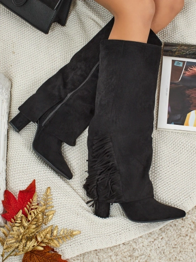 Dámské eko semišové kozačky s vrškem Rimolea