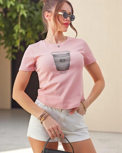 Royalfashion Dámské bavlněné tričko s potiskem kamínků