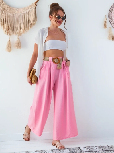 Royalfashion Dámské široké tkané kalhoty