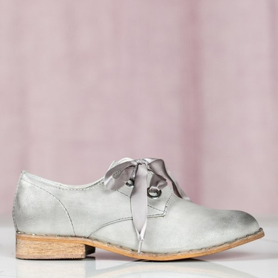 OUTLET Šedé boty se stuhou Zina - Obuv