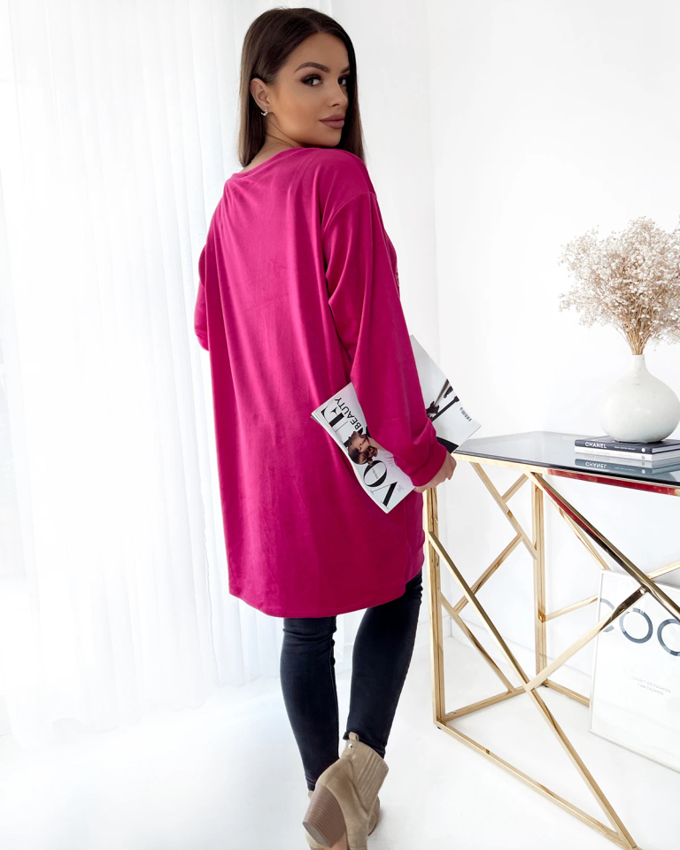 Royalfashion Dámská tunika se zirkony ve fuchsiové barvě