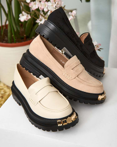 Dámské Loafersy Aurelia Béžové na Platformě 5cm - Stylové a Pohodlné