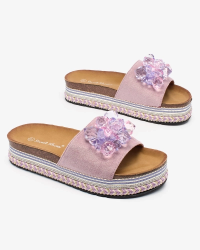 Royalfashion Dámské žabky s krystaly ve fialové barvě Bollah