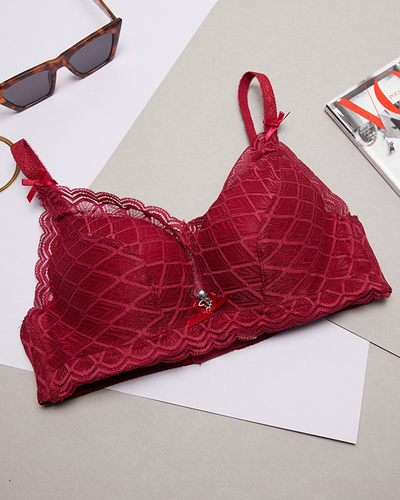 Kaštanová dámská vycpaná podprsenka s krajkou - Spodní prádlo