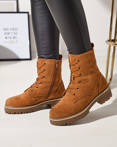 Hnědé dámské traperky Priviea - Obuv