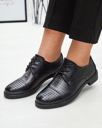 Ажурні чорні жіночі напівчеревики з екошкіри Azedvo- Footwear