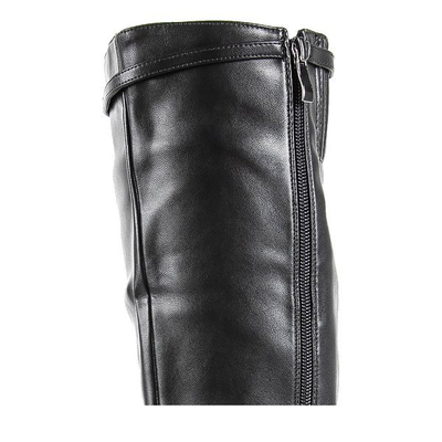 Černé kozačky nad kolena s plochými podpatky Odpověď - Obuv