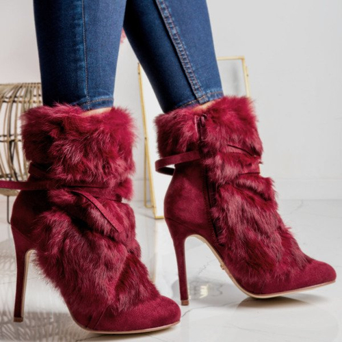 Бордові напівчоботи з хутром Pelage - Взуття