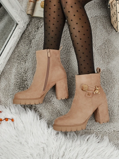 Dámské kotníkové boty eko semišové na sloupku Bearr