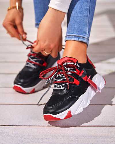 Černočervené dámské sportovní boty tenisky Sinoffi - Obuv