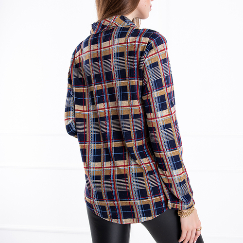 Темно-синя жіноча сорочка в клітинку