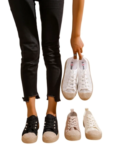 Royalfashion dámské krajkové tenisky se třpytkami Nille