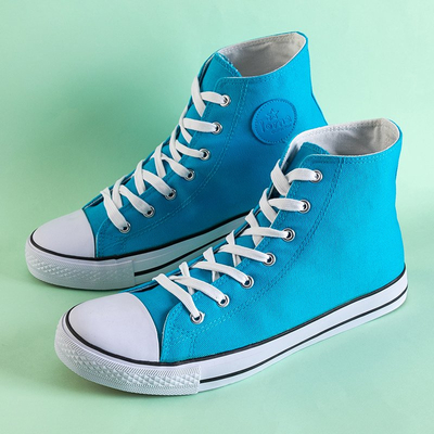 Яскраво-блакитні чоловічі високі кеди Skarle