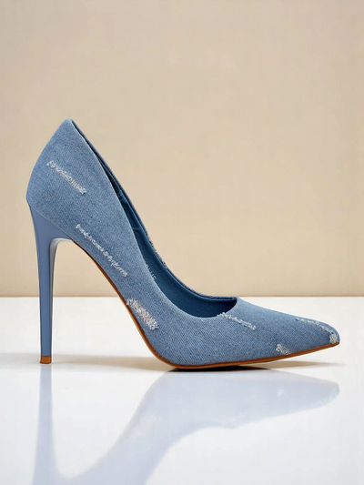 Royalfashion Dámské lodičky na vysokém podpatku Denim Chic