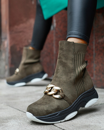 Dámské zelené zateplené boty z ekokůže Cuzitta- Obuv