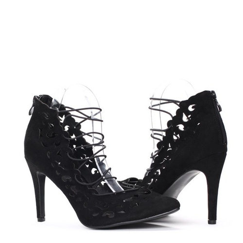 Czarne czółenka z paskami - Obuwie