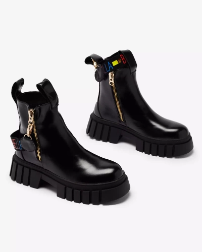 Royalfashion Чорні жіночі черевики з екошкіри Ceriop