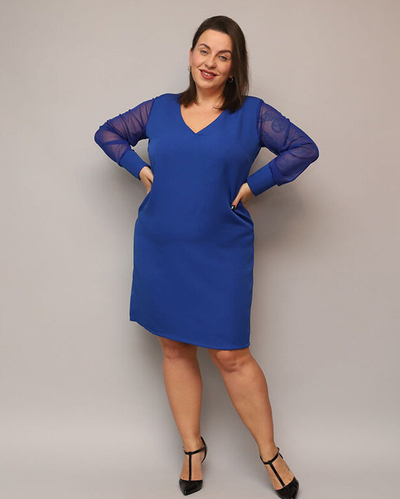 Lesklé šaty nad kolena v zelené barvě PLUS SIZE- Oblečení