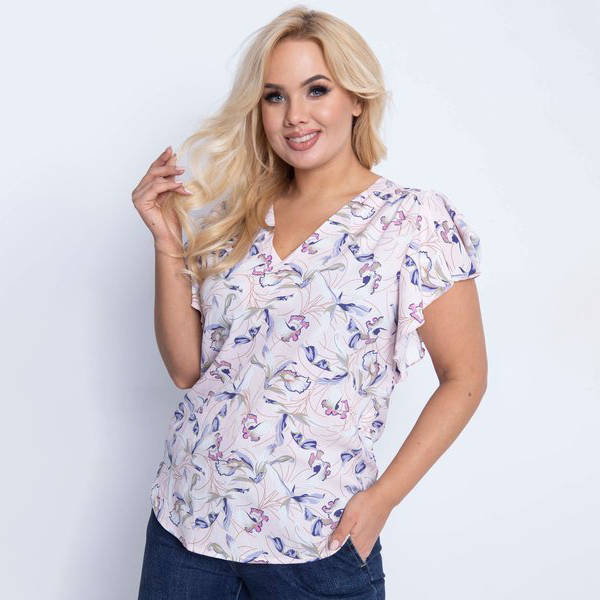 Světle růžová dámská halenka PLUS VELIKOST - Blůzy 1