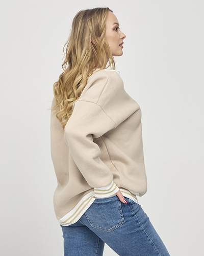 Dámská zateplená mikina v béžové barvě- Oblečení