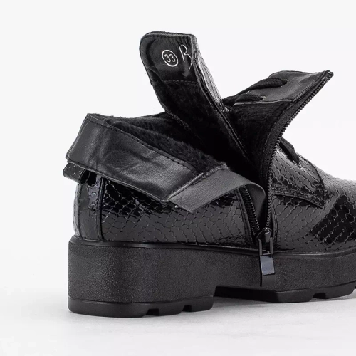 OUTLET Чорні дитячі чоботи з тисненням і палітуркою Alamai - Взуття