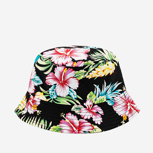 Чорна жіноча панама з гавайським дизайном