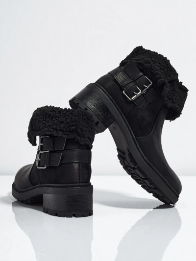 Dámské kotníkové boty z eko kůže s kožíškem Kavira