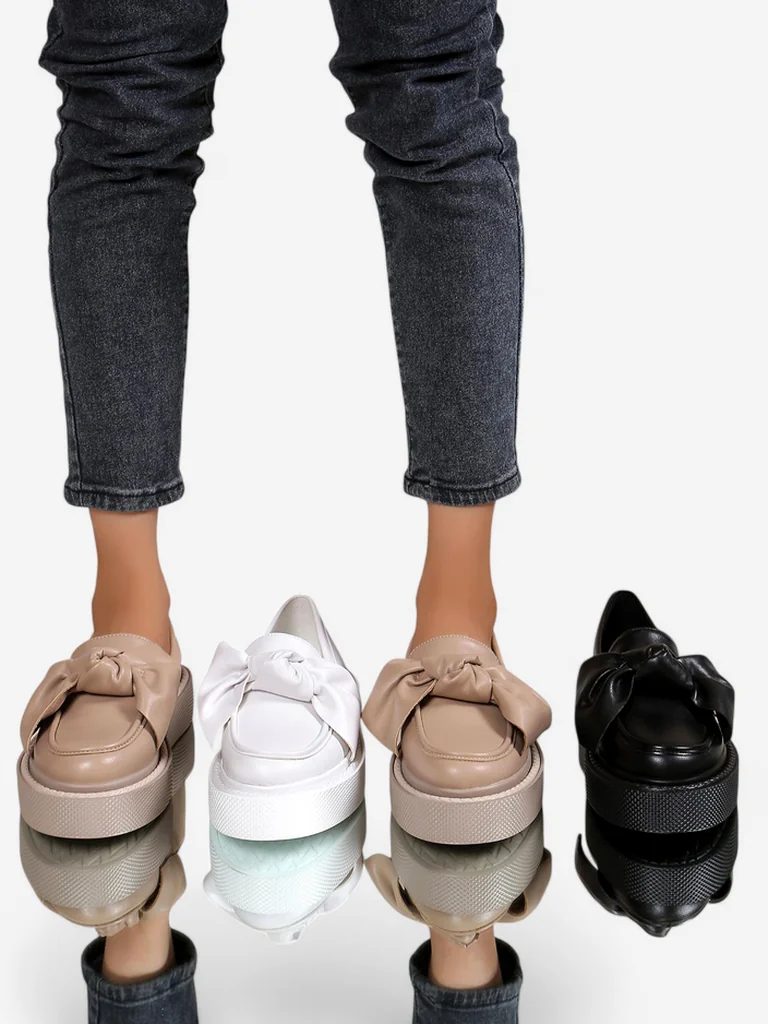 Royalfashion Elegantní dámské mokasíny s mašlí Ortto