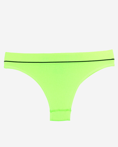 Неонові зелені жіночі трусики в ребристість зі спортивними написами - Нижня білизна