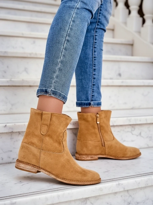 Роялофэшн Коричневые ботильоны со стилем ковбоя на накрытом клине Паториас