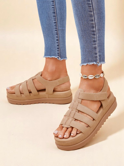 Жіночі сандалі Royalfashion Helena Classico платформа світло-коричневий