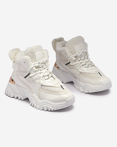 Bílá dámská sportovní obuv s kožíškem Sagglo- Obuv