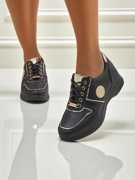 Dámské tenisky klín Callista Nero eko kůže černé