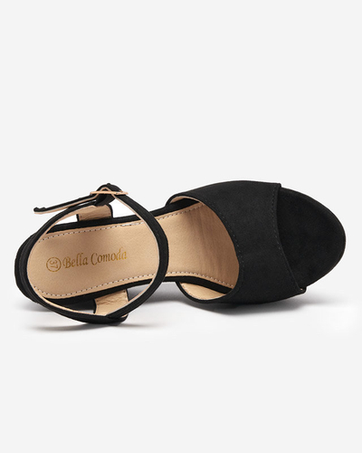 OUTLET Černé dámské sandály na klínku Nalem - Obuv