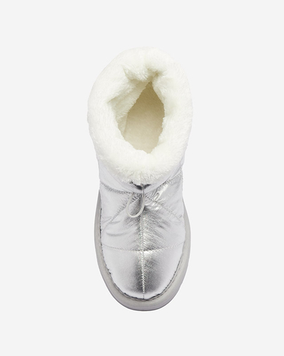 Сріблясті жіночі утеплені черевики а-ля снігоступи Kaliolen - Взуття