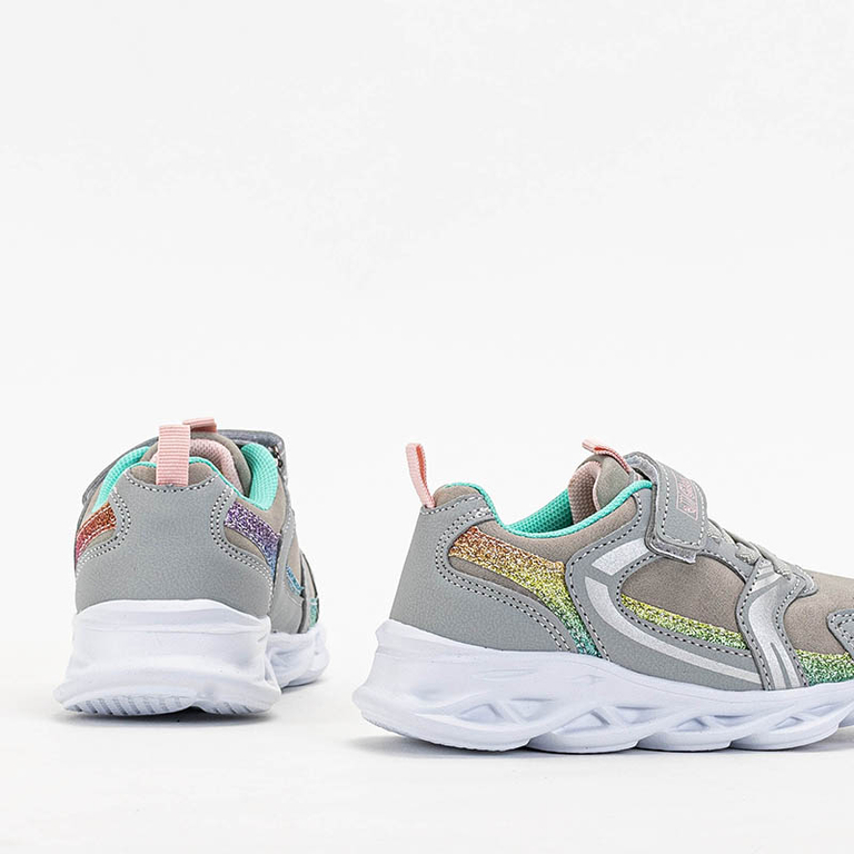 Šedá a mint dívčí sportovní obuv Bomiksu - Obuv
