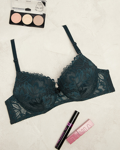 Жіночий бюстгальтер на кісточках темно-зеленого кольору - Жіноча білизна