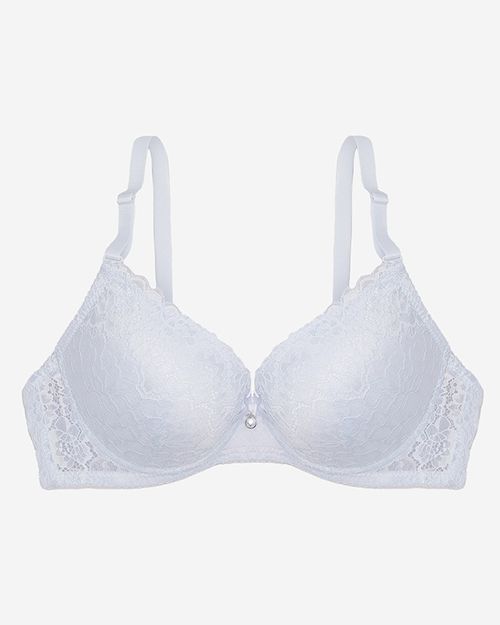 Білий жіночий бюстгальтер пуш ап, декорований мереживом - Нижня білизна