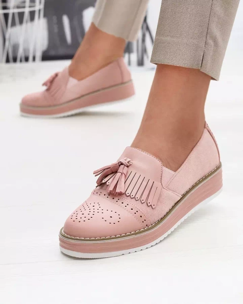 Růžové dámské polobotky na nízkém podpatku Veolita- Obuv