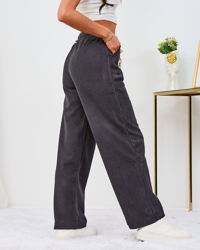 Royalfashion Утеплені сірі вельветові жіночі штани