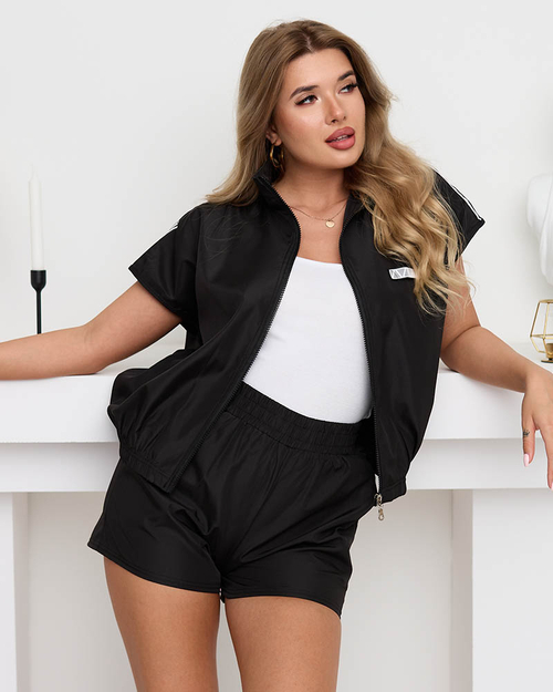 Жіночий чорний спортивний спортивний костюм на блискавці - Одяг