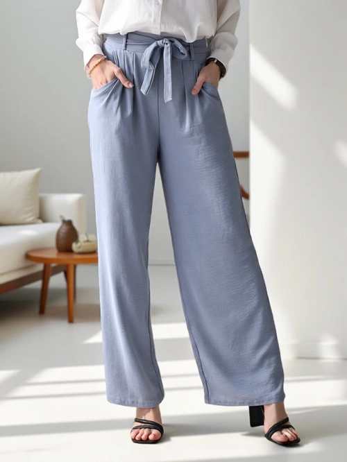 Royalfashion Широкі жіночі брюки з поясом