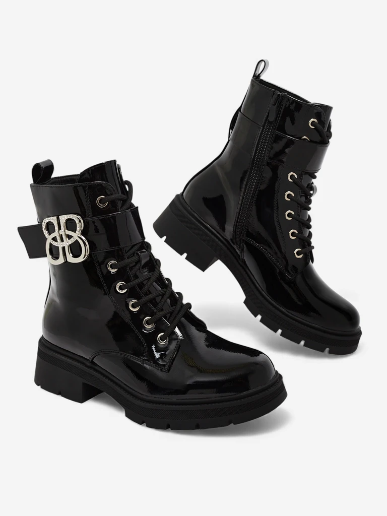 Botki Damskie Luna Czarne Skórzane Eleganckie na Jesień